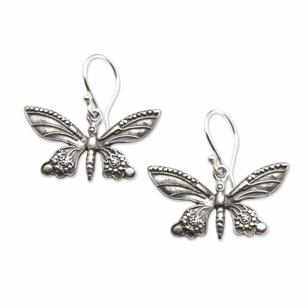 Classic Butterfly-Shaped Sterling Silver Dangle Earrings - Heaven's Butterfly