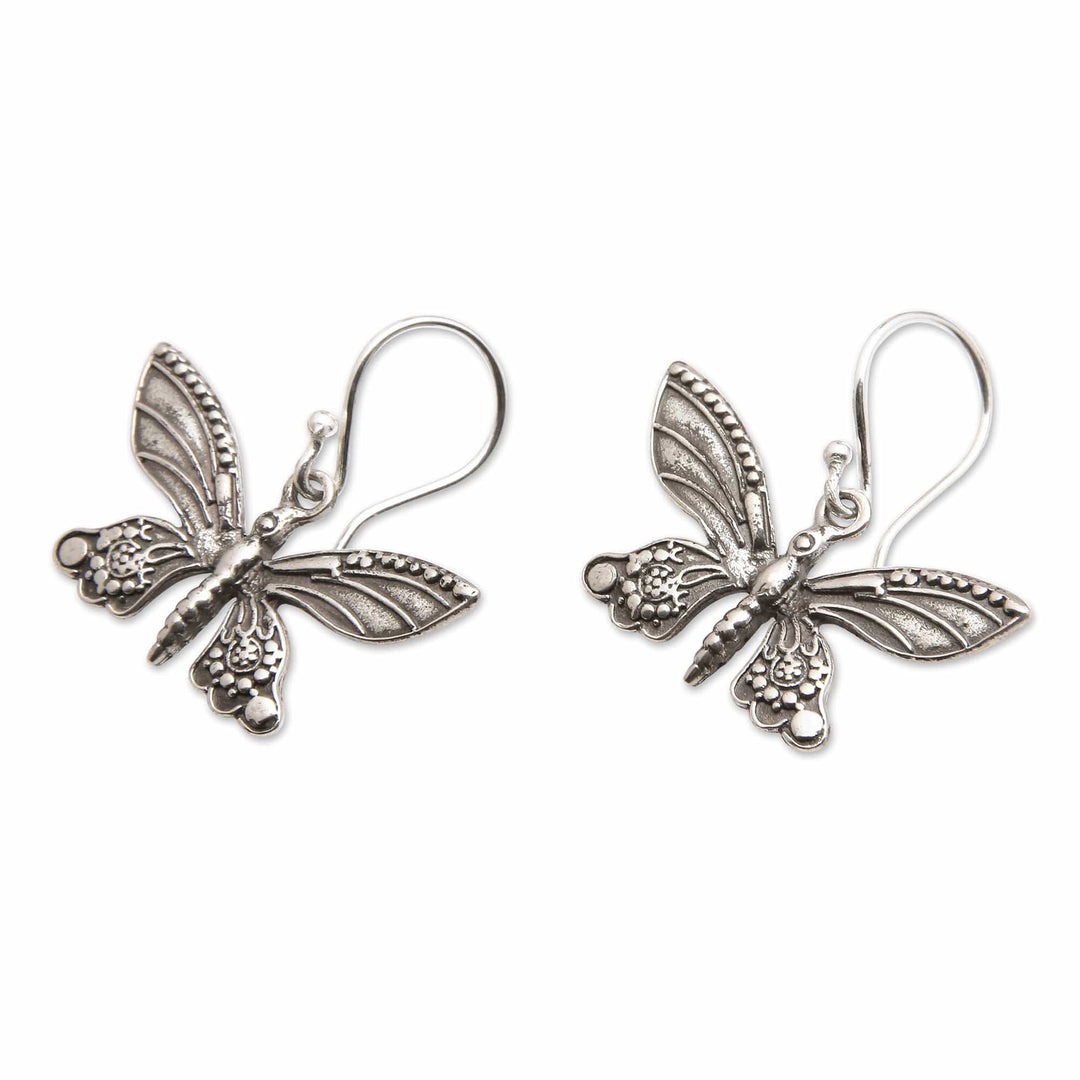 Classic Butterfly-Shaped Sterling Silver Dangle Earrings - Heaven's Butterfly