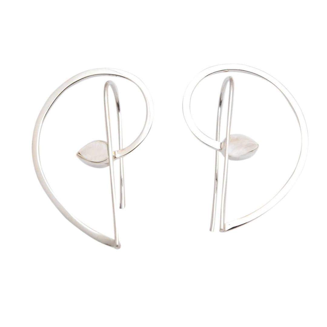 Modern Sterling Silver and Rainbow Moonstone Drop Earrings - Melody of the Heart
