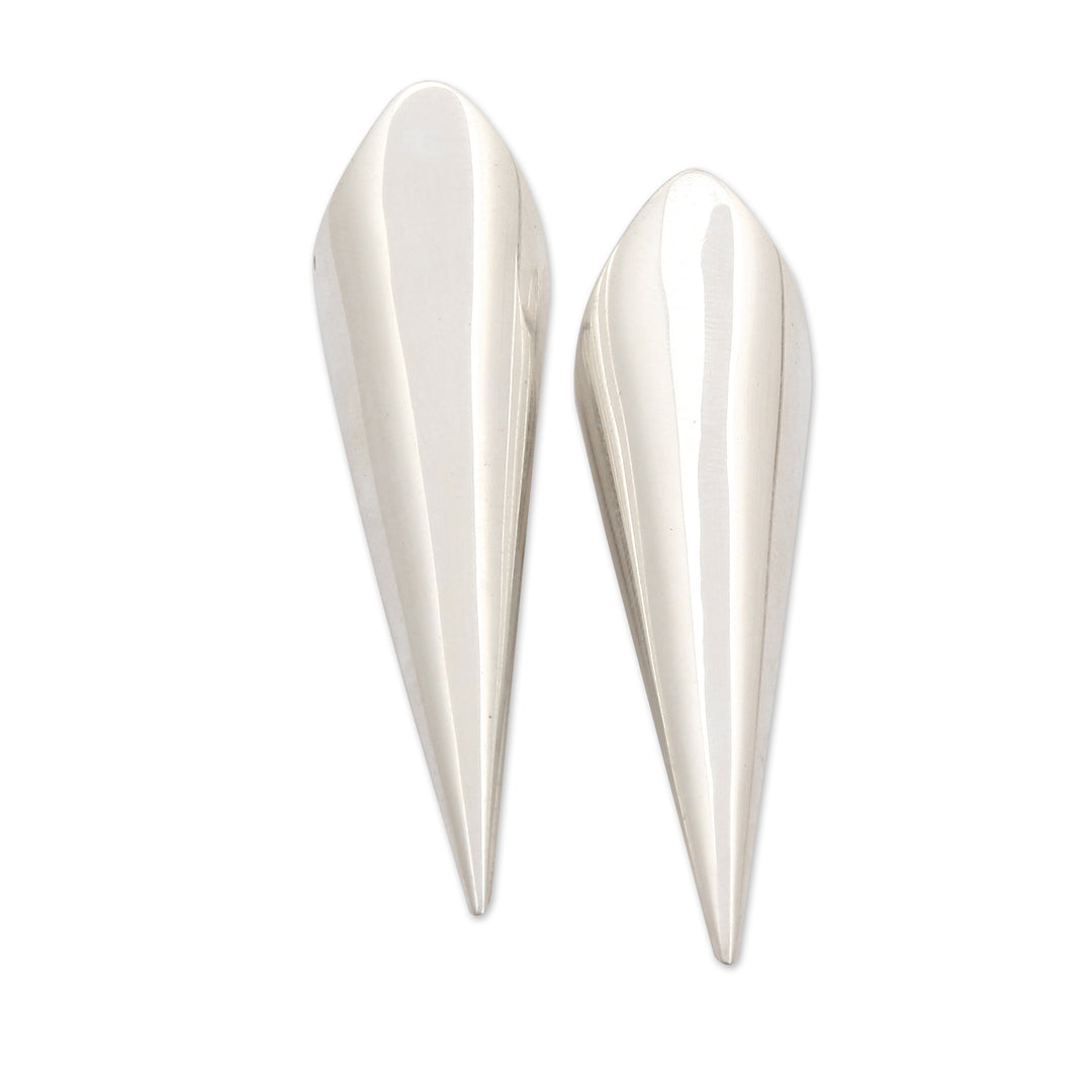 Modern Polished Cone-Shaped Sterling Silver Drop Earrings - Avant-Garde Claws