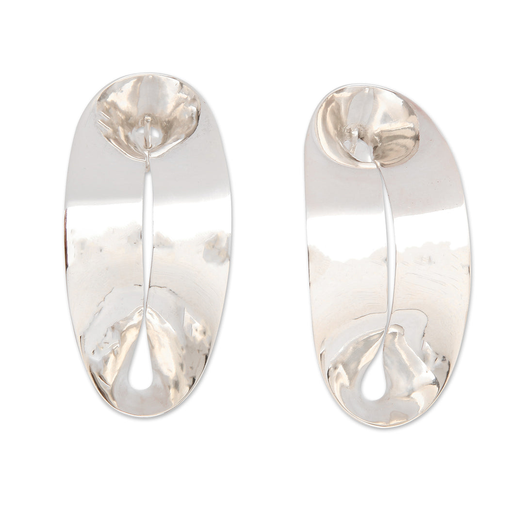 High-Polished Abstract Sterling Silver Drop Earrings - Dazzling Balance