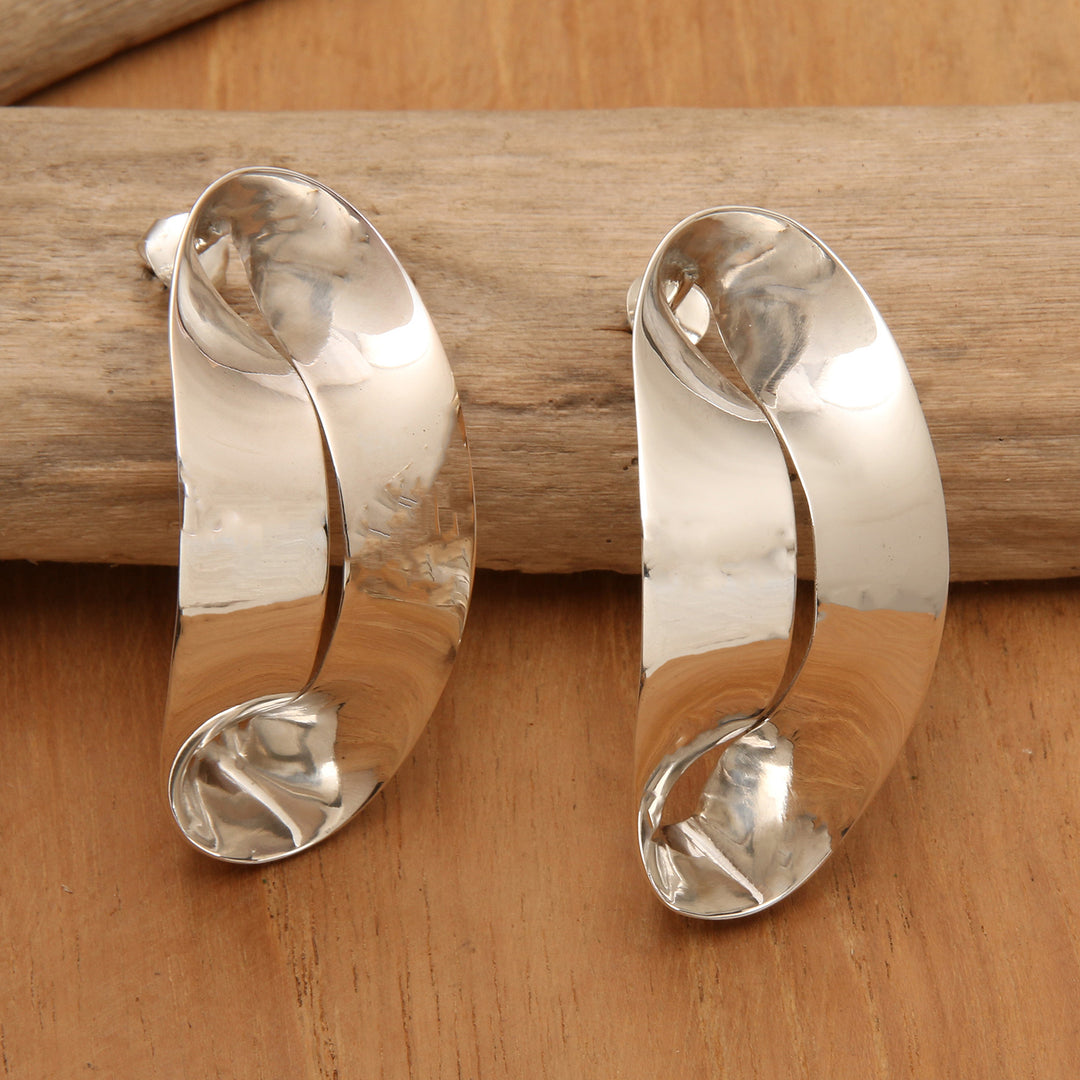 High-Polished Abstract Sterling Silver Drop Earrings - Dazzling Balance