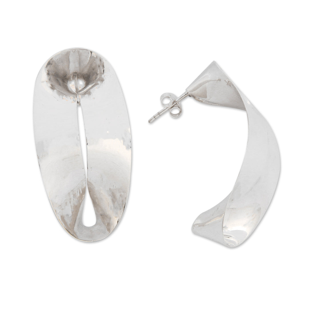 High-Polished Abstract Sterling Silver Drop Earrings - Dazzling Balance