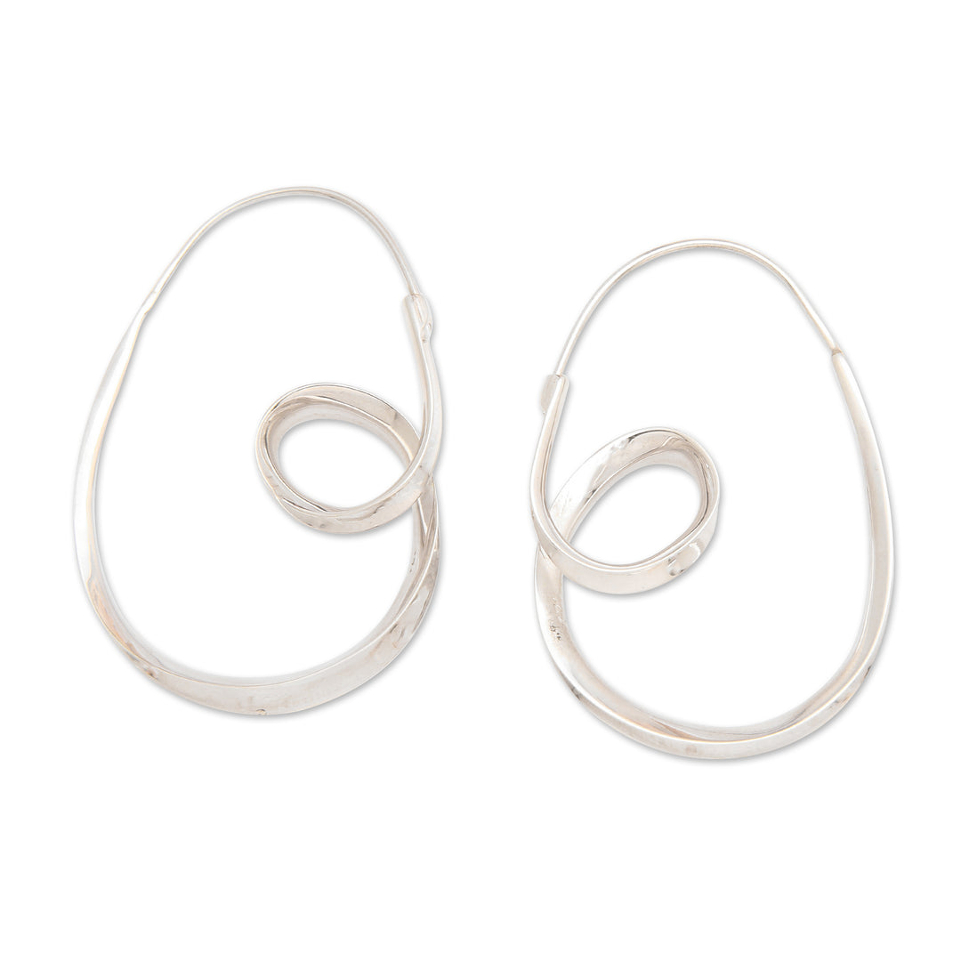 High-Polished Oval-Shaped Sterling Silver Hoop Earrings - Oval Elegance