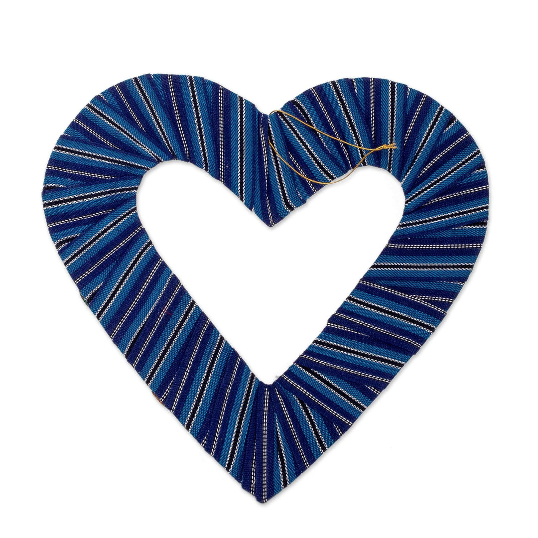 Classic Worry Doll-Themed Heart-Shaped Blue Cotton Wreath - Guatemala's Love