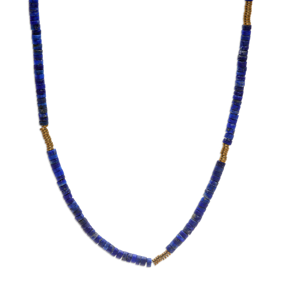 Lapis Lazuli Hematite Beaded Strand Necklace from Thailand - Blue Glam