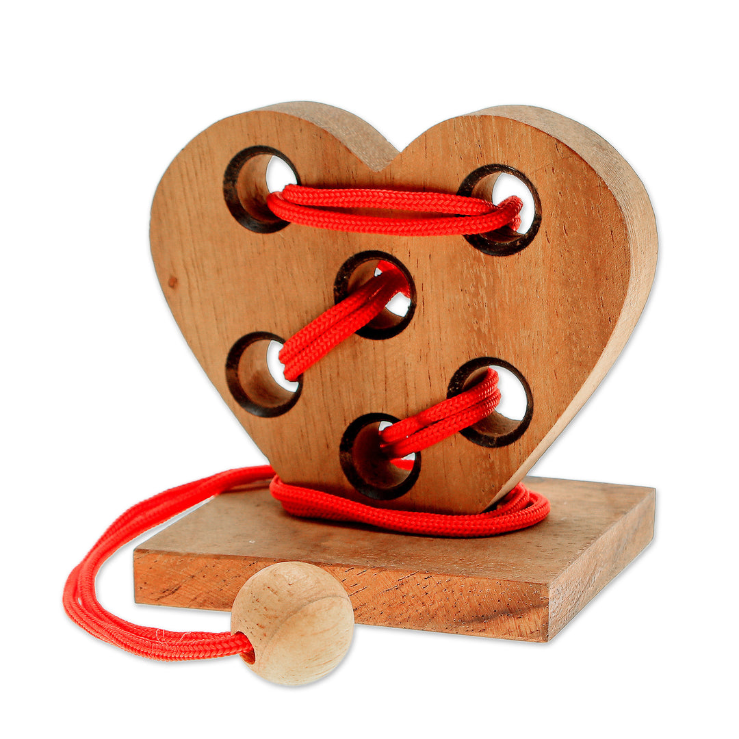 Handcrafted Heart-Shaped Wood Disentanglement Puzzle Game - Heart Embrace