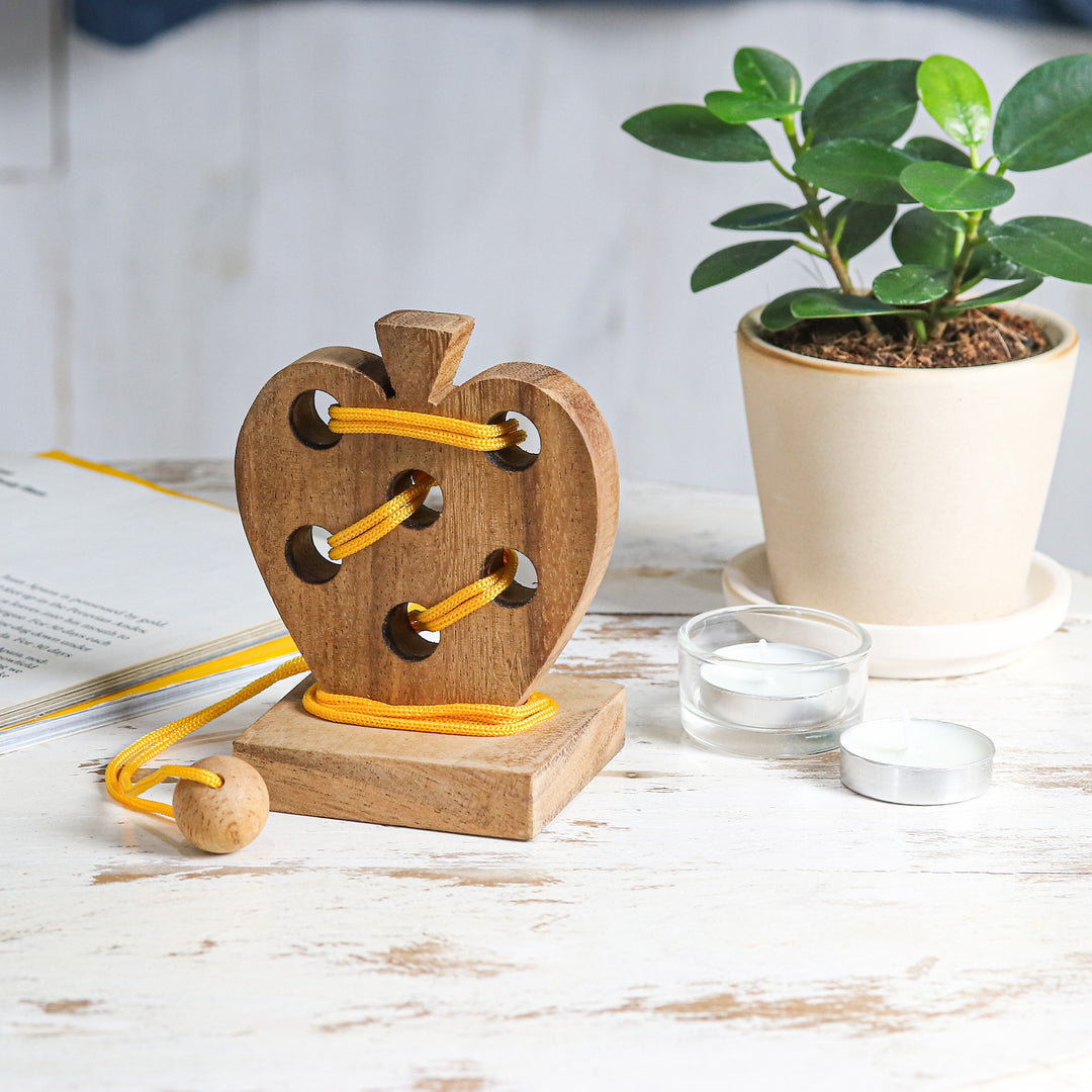 Handcrafted Apple-Shaped Wood Disentanglement Puzzle Game - Apple Embrace