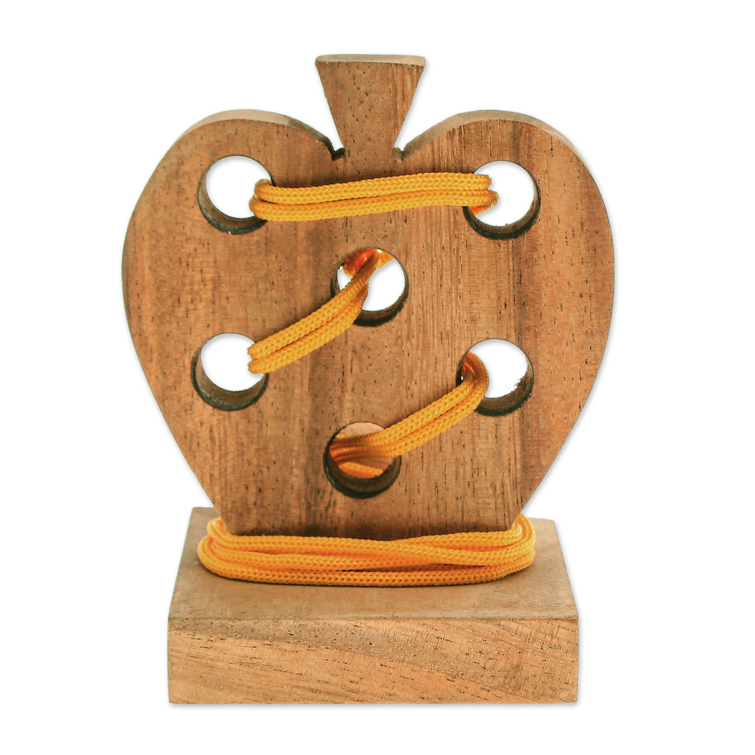Handcrafted Apple-Shaped Wood Disentanglement Puzzle Game - Apple Embrace