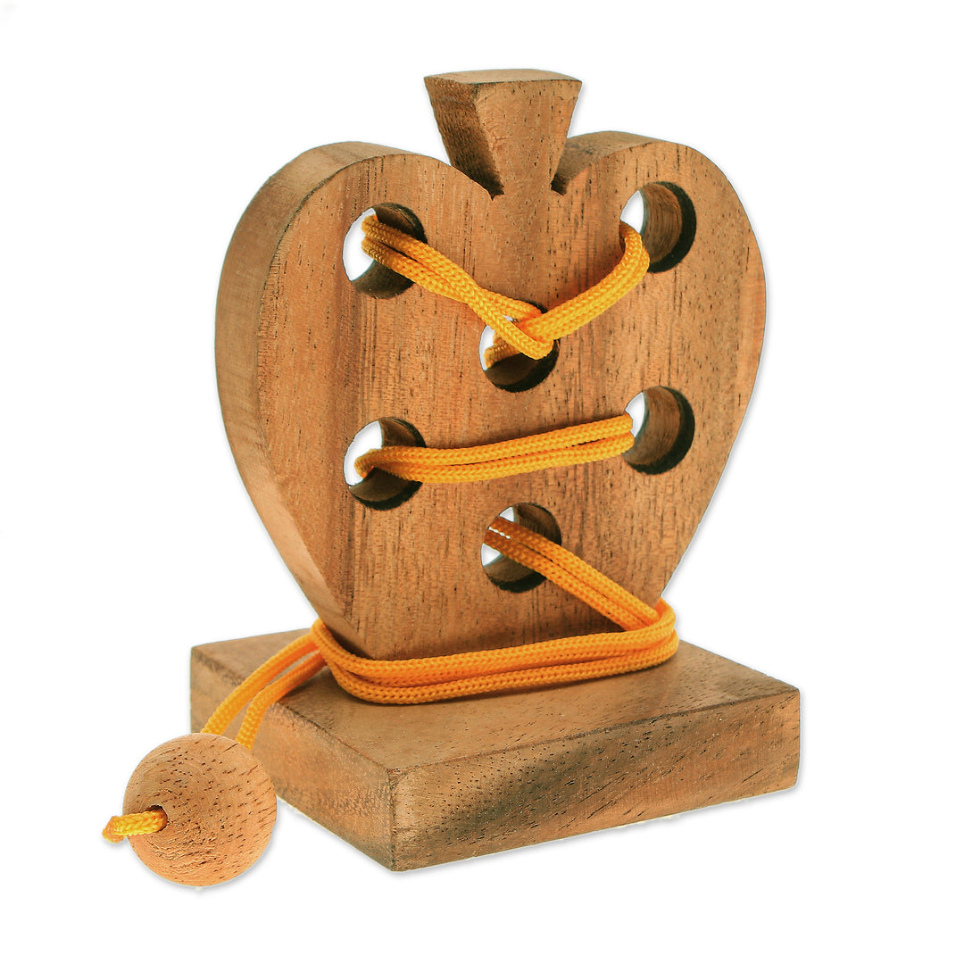 Handcrafted Apple-Shaped Wood Disentanglement Puzzle Game - Apple Embrace