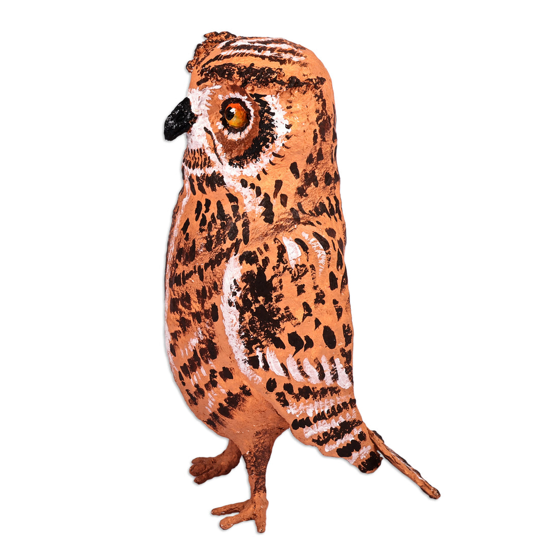 Hand-Painted Papier Mache Owl Sculpture from Armenia - Memorial to the Wise