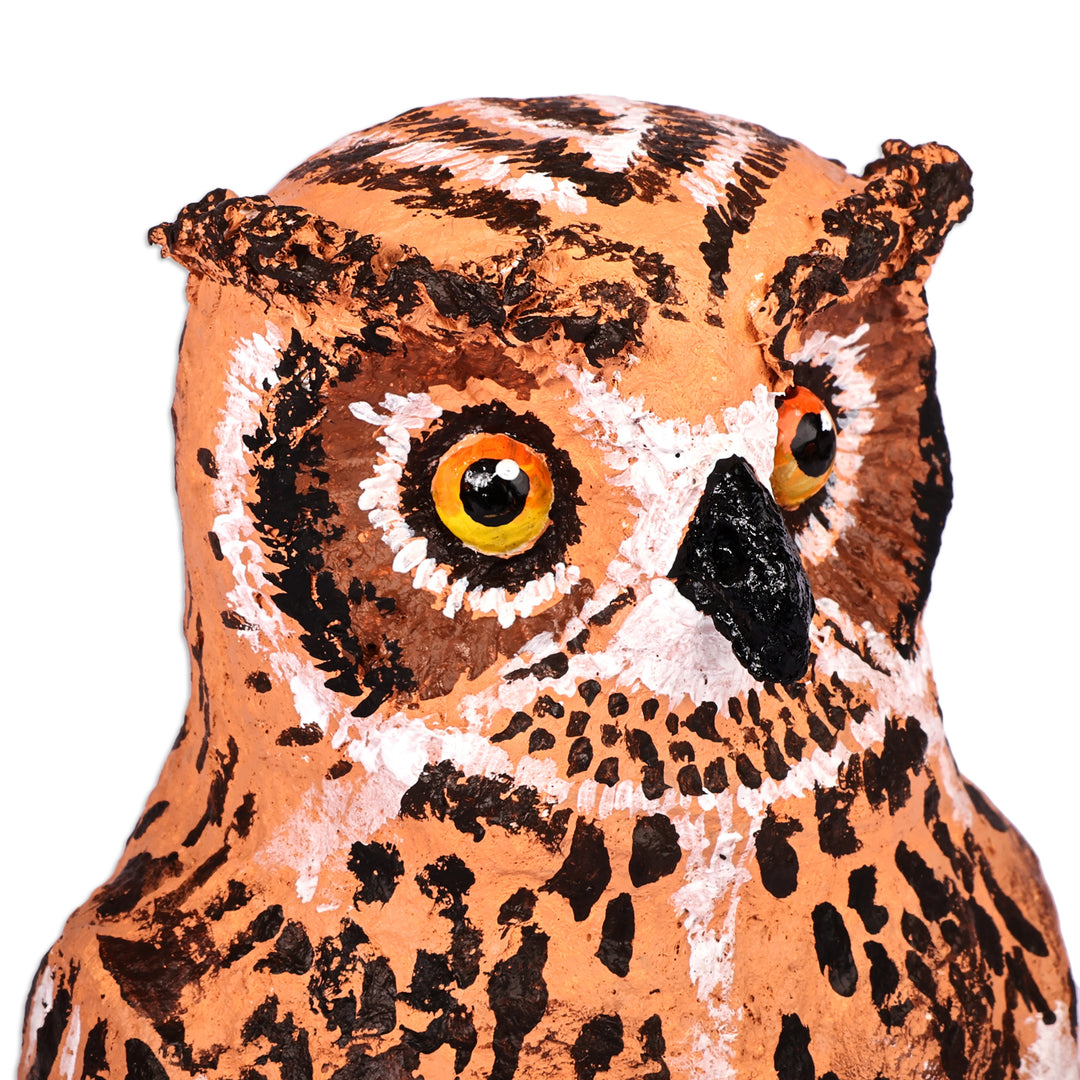 Hand-Painted Papier Mache Owl Sculpture from Armenia - Memorial to the Wise