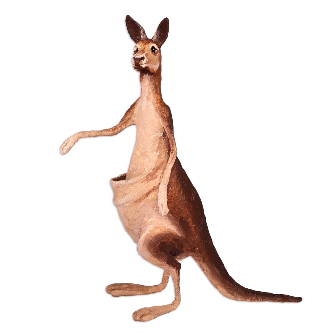 Hand-Painted Papier Mache Kangaroo Sculpture from Armenia - Memorial to the Strong