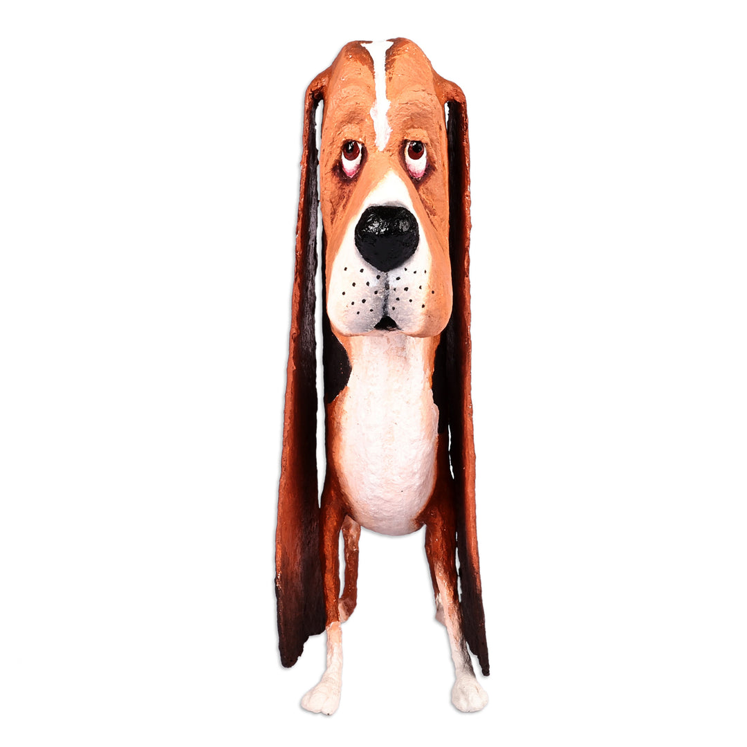 Handcrafted Painted Dog-Themed Papier Mache Sculpture - Gracious Companion