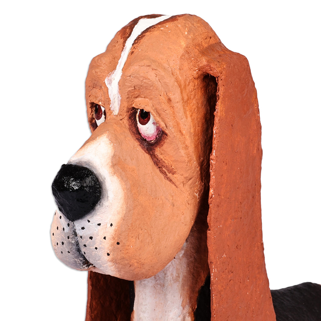 Handcrafted Painted Dog-Themed Papier Mache Sculpture - Gracious Companion