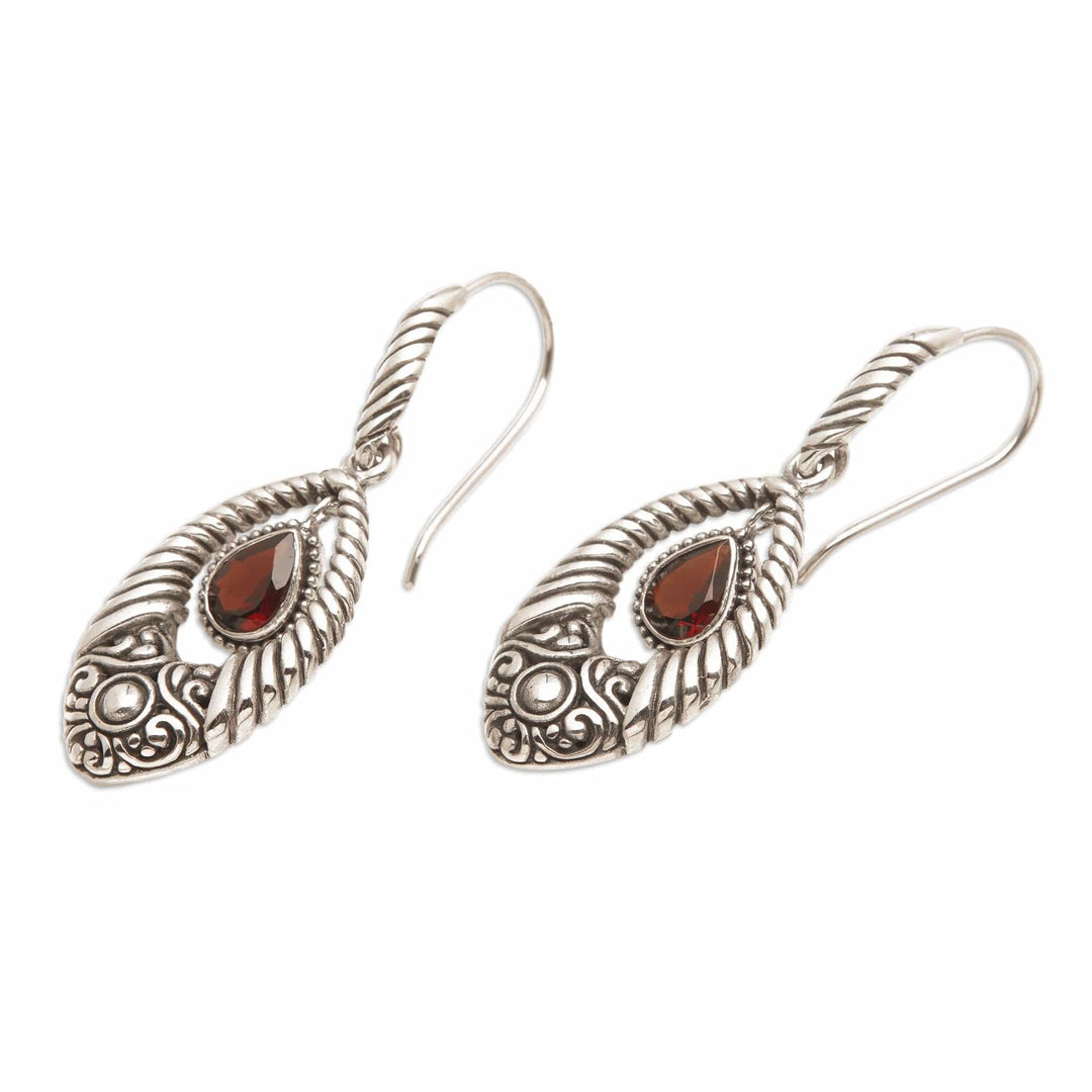Classic Polished One-Carat Natural Garnet Dangle Earrings - Sacred Romance