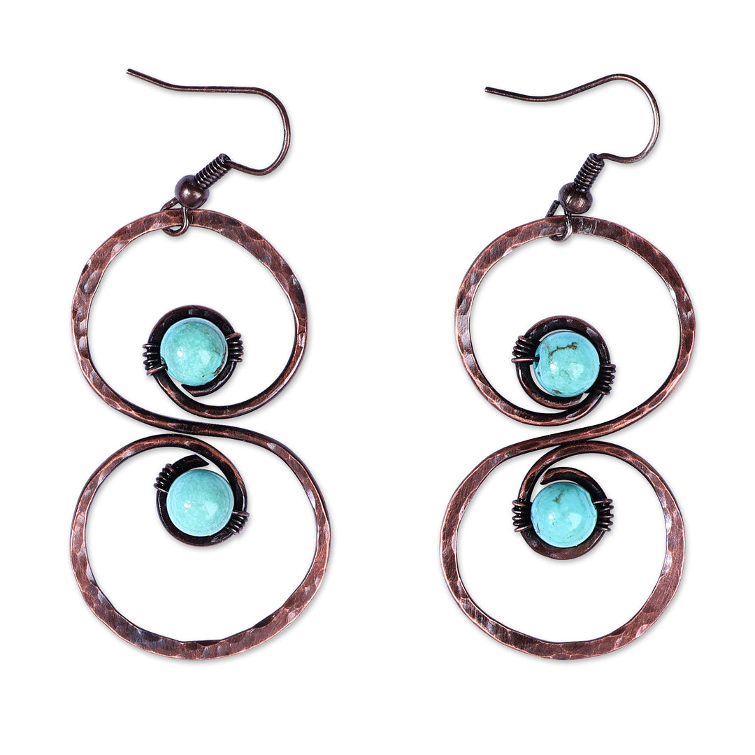 Copper and Reconstituted Turquoise Dangle Earrings - Boundless Glamour