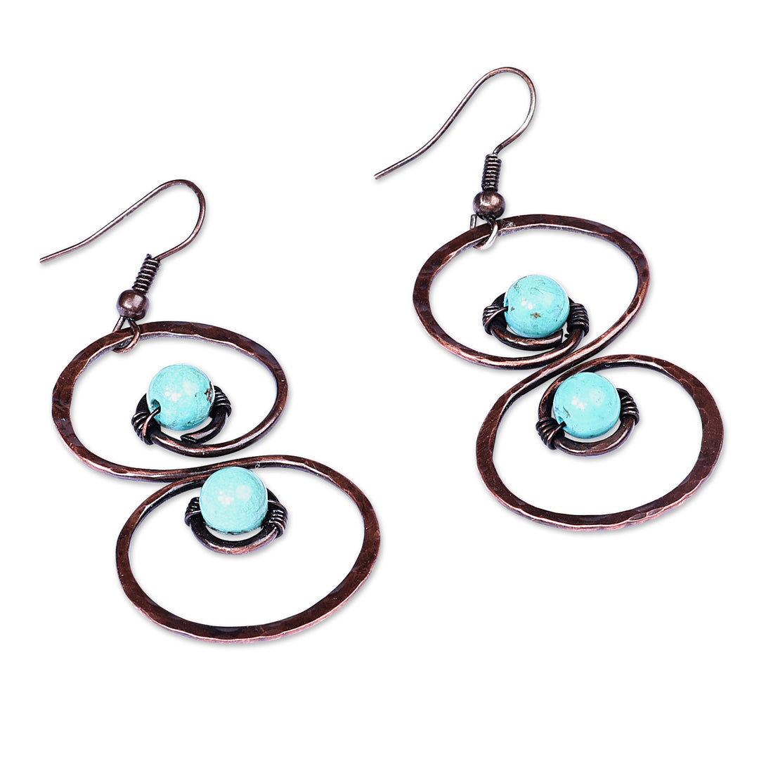 Copper and Reconstituted Turquoise Dangle Earrings - Boundless Glamour