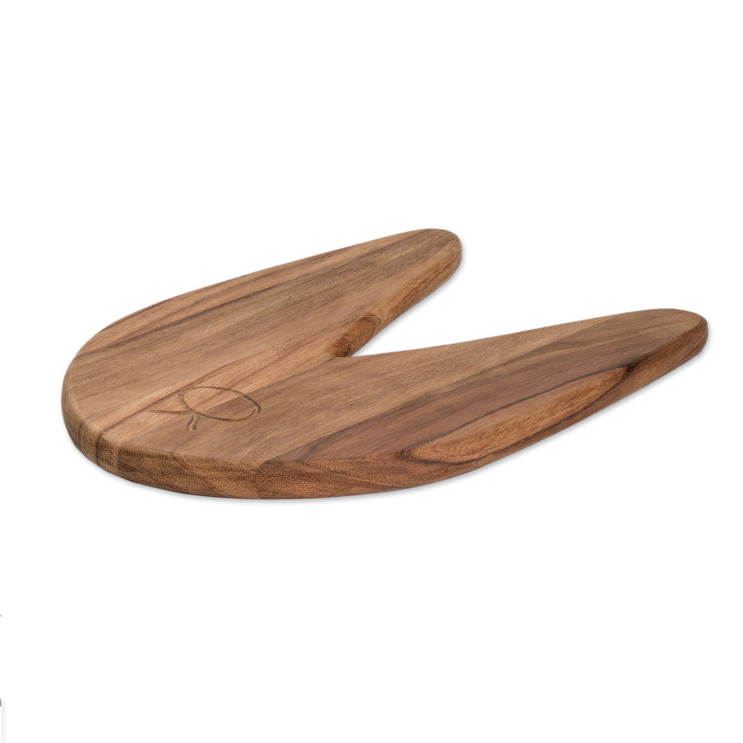 Hand-Carved Rabbit-Shaped Teak Wood Cheese Board - Bunny Delight