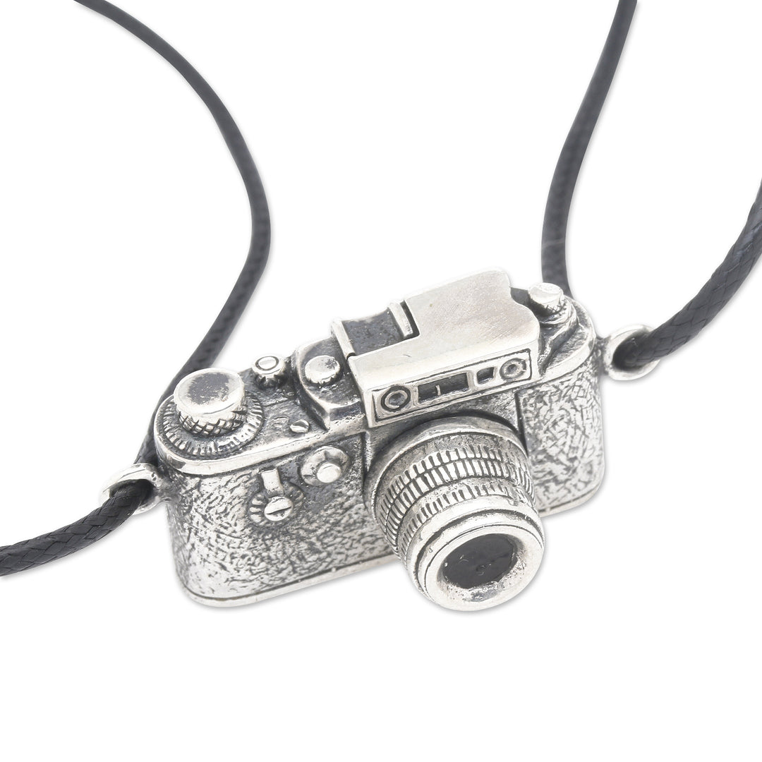 Whimsical Camera-Shaped Sterling Silver Pendant Necklace - Focus on You