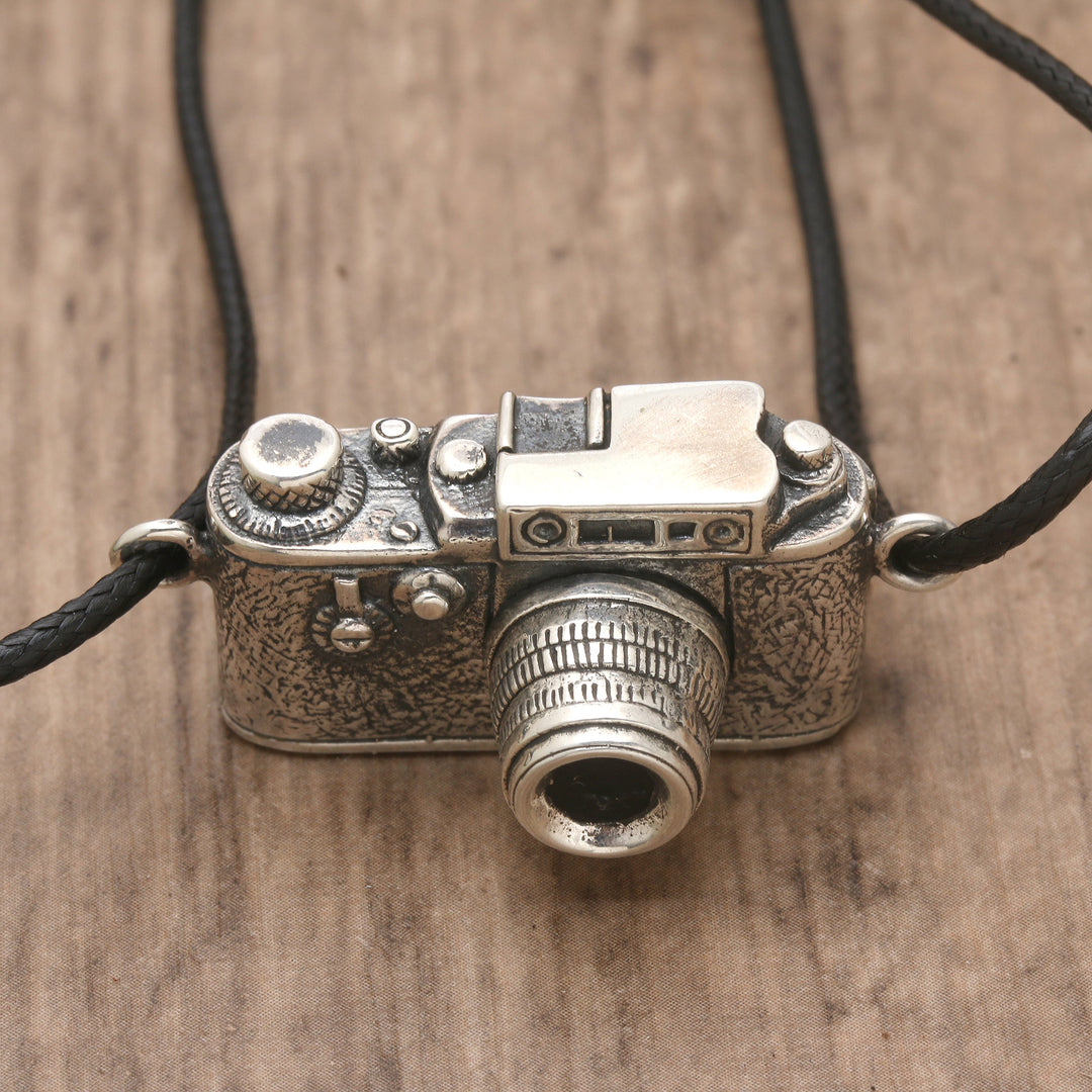 Whimsical Camera-Shaped Sterling Silver Pendant Necklace - Focus on You
