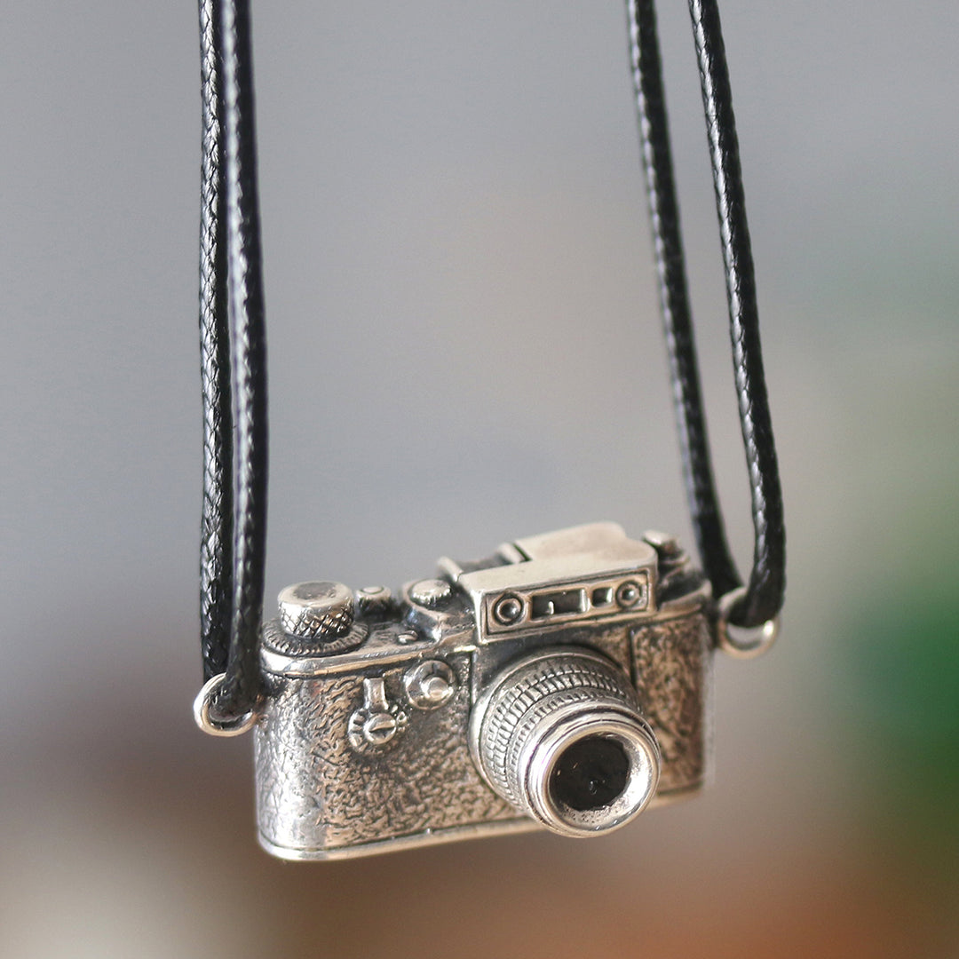 Whimsical Camera-Shaped Sterling Silver Pendant Necklace - Focus on You