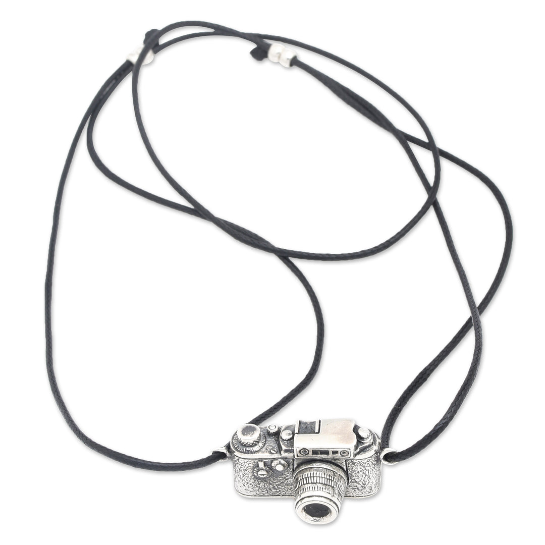 Whimsical Camera-Shaped Sterling Silver Pendant Necklace - Focus on You