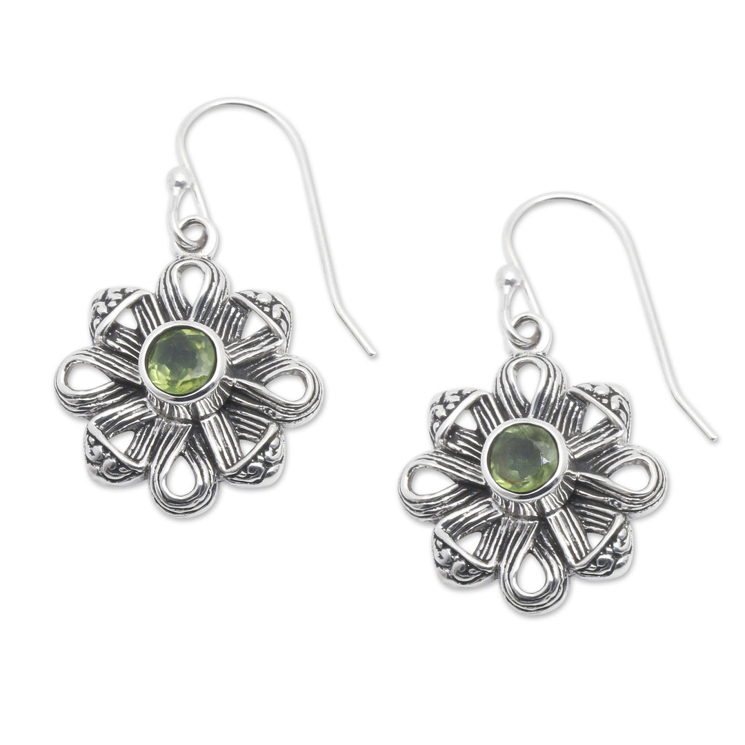 Traditional Canang Sari Natural Peridot Dangle Earrings - Canang Sari
