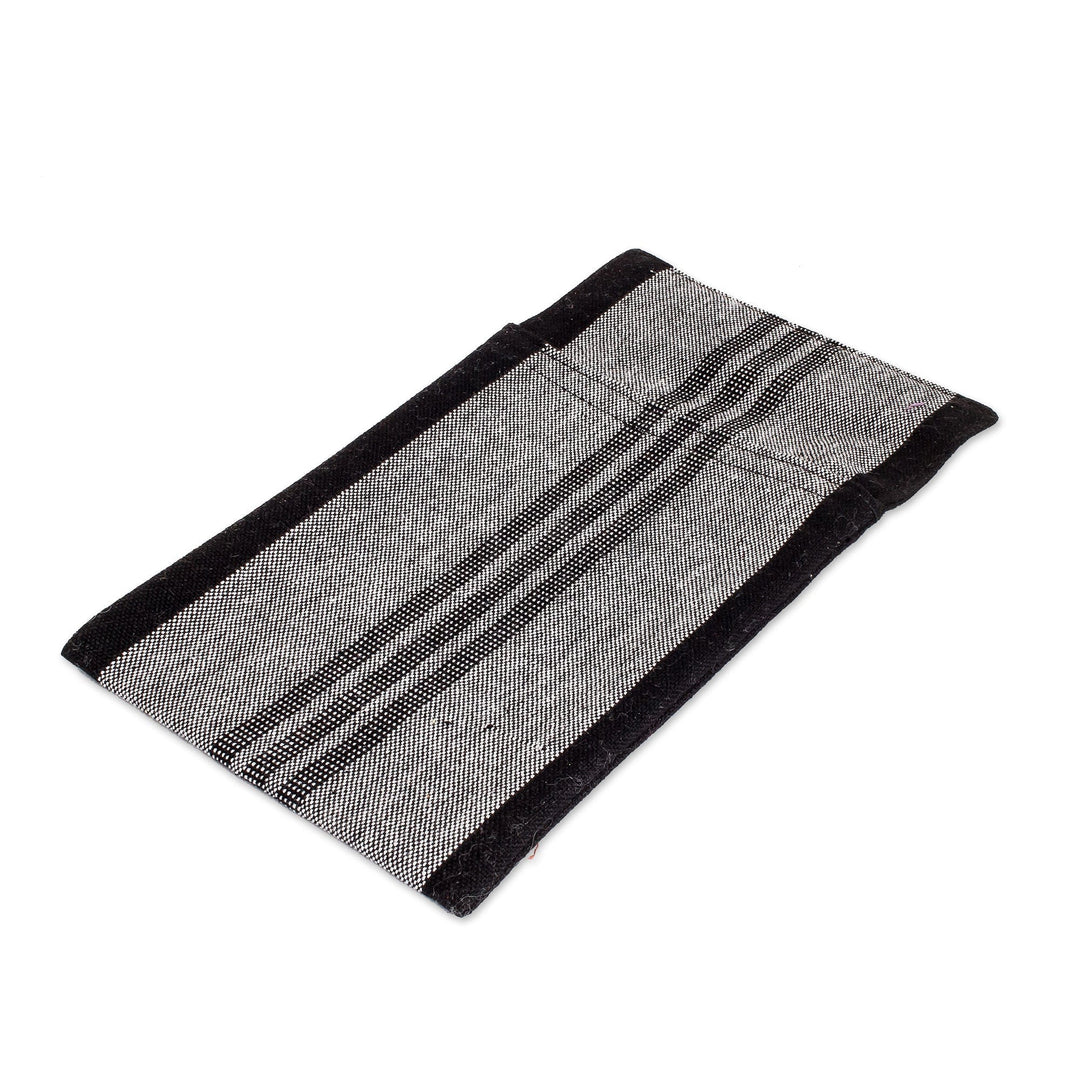 Set of 4 Handwoven Striped Black Grey Cotton Cutlery Holders - Luxurious Entertaining