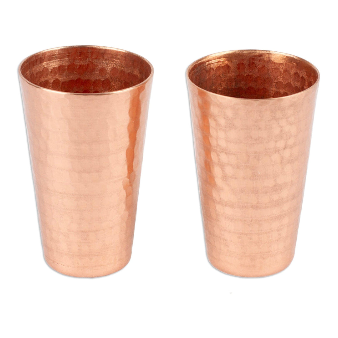 Pair of Hammered Oxidized Recycled Copper Tequila Cups - Satin Sips