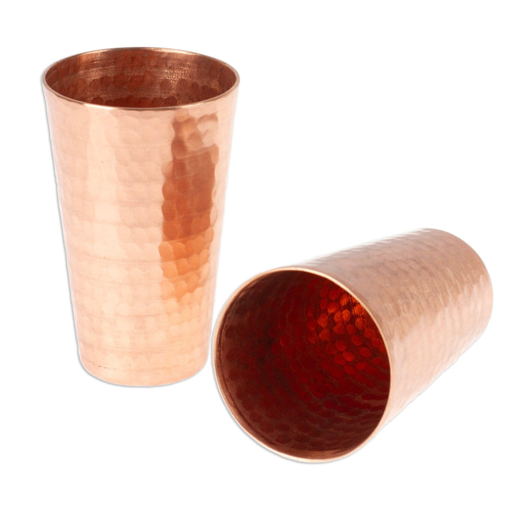 Pair of Hammered Oxidized Recycled Copper Tequila Cups - Satin Sips