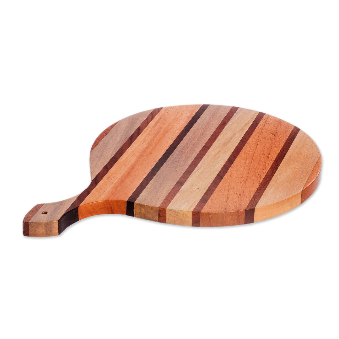 Striped Laurel, Cedar and Pinewood Cutting Board with Handle - Cycles of Flavor