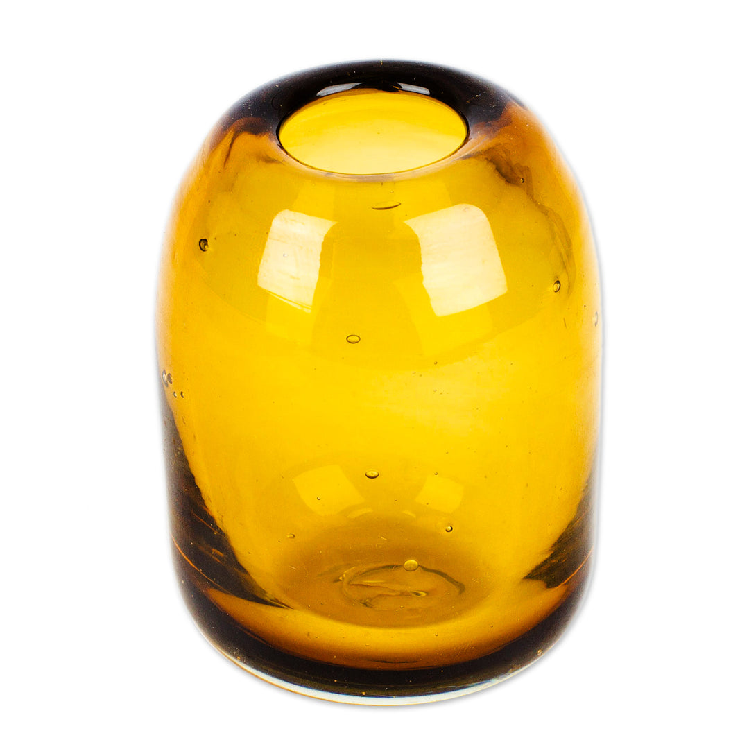 Minimalist Handblown Yellow Recycled Glass Incense Holder - Classic Spring