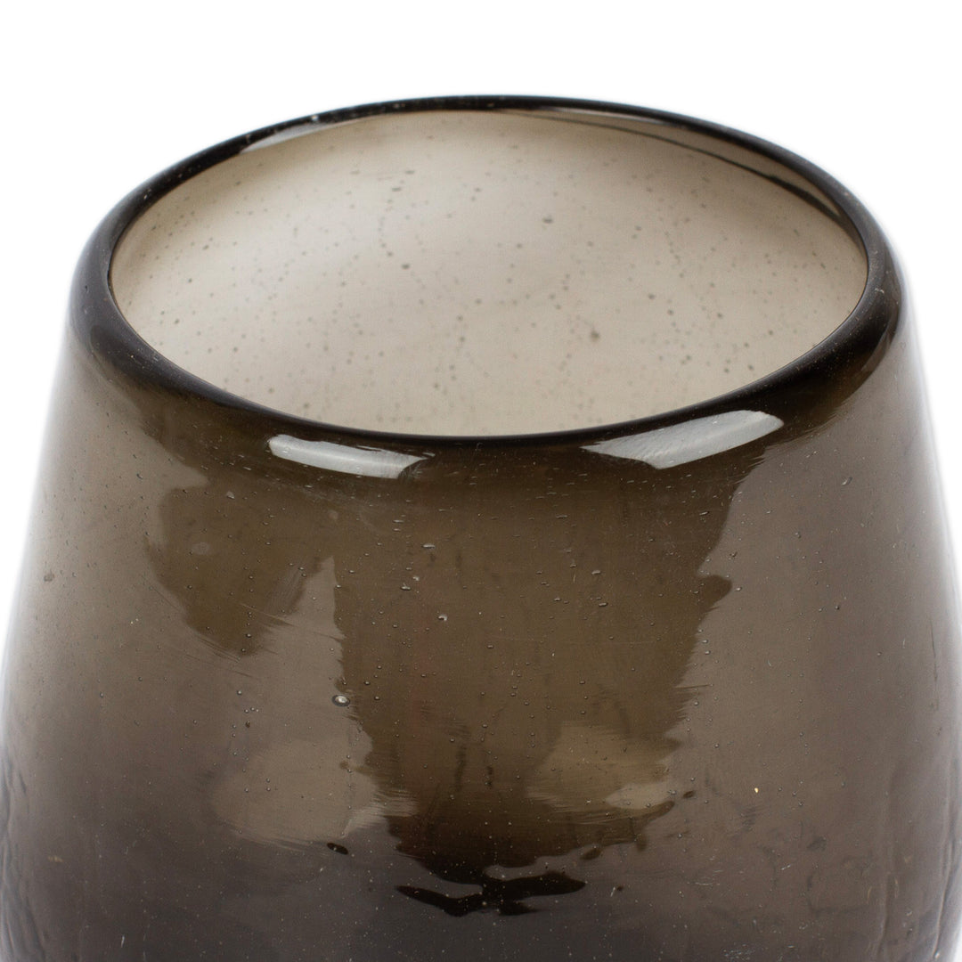 Pair of Eco-Friendly Handblown Black Stemless Wine Glasses - Delightful Shadows