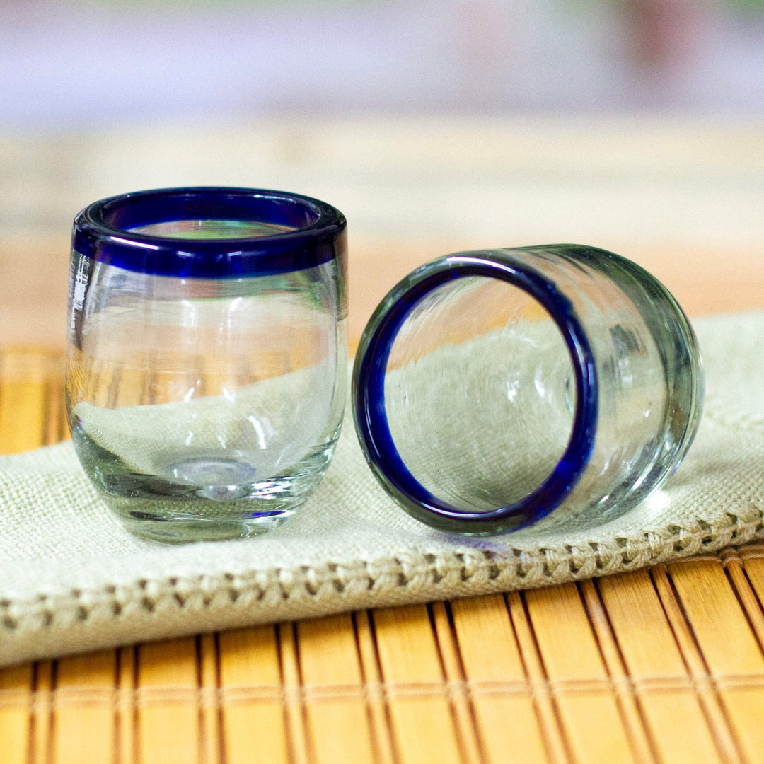 Hand blown Cobalt Blue Glasses Signed outlets