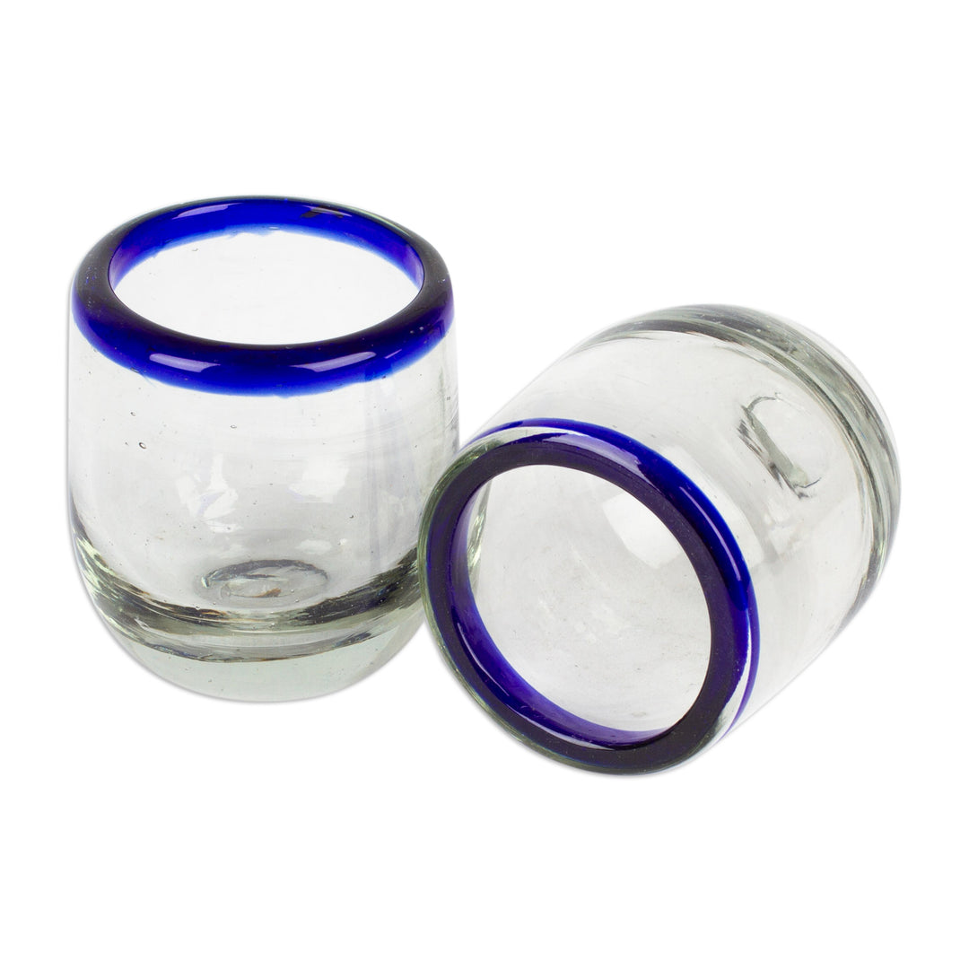 Cobalt Blue and Clear Handblown Shot Glasses (Pair) - Cobalt Day