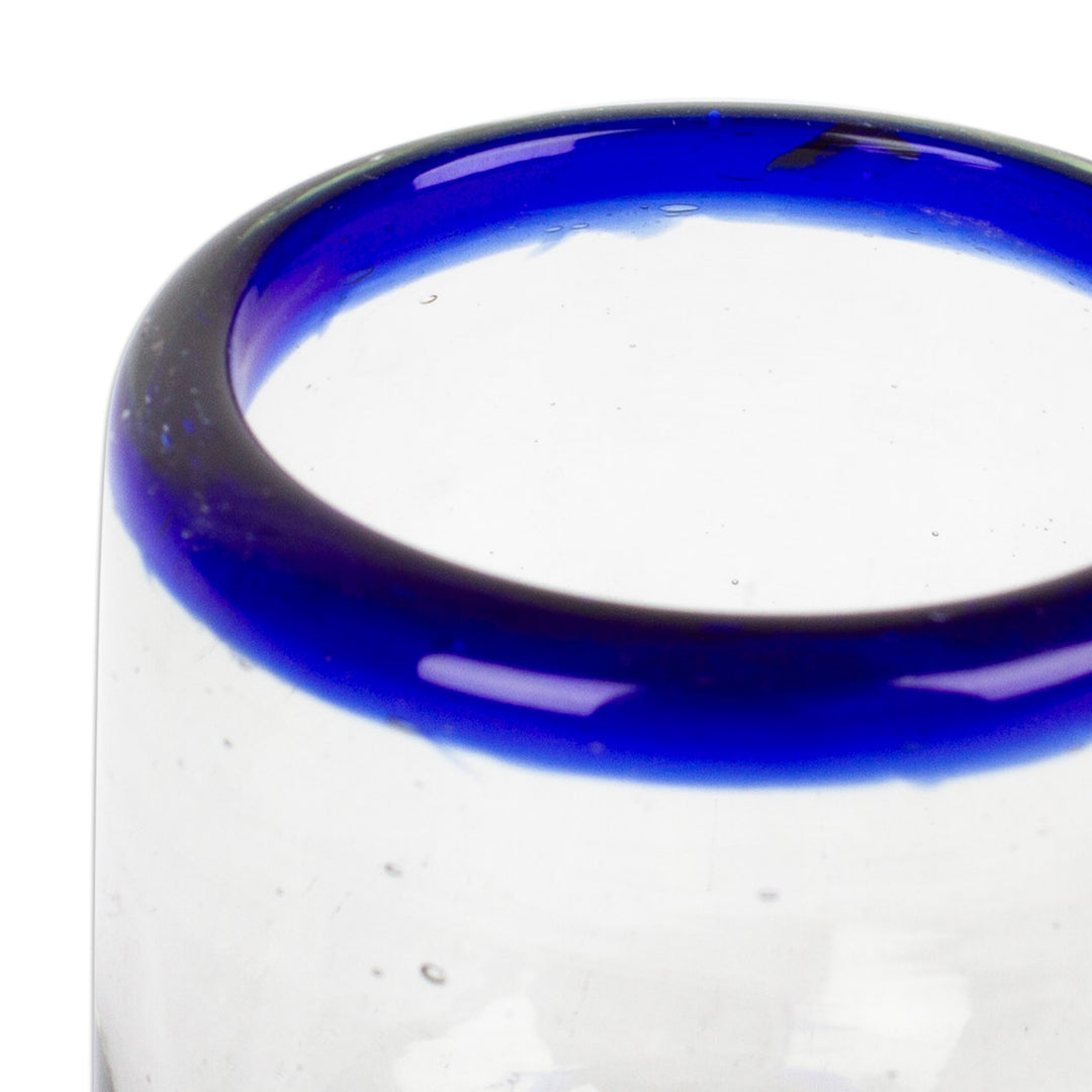 Cobalt Blue and Clear Handblown Shot Glasses (Pair) - Cobalt Day