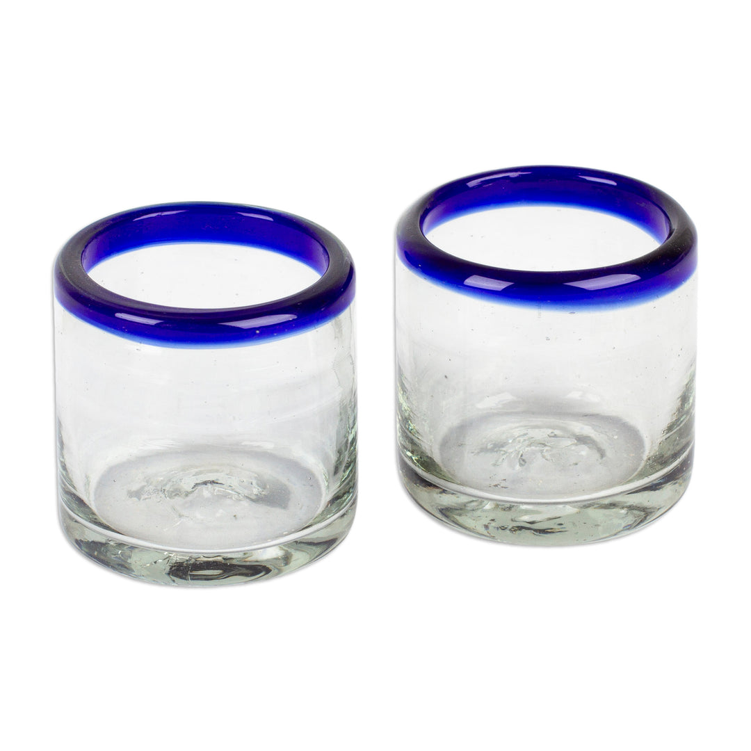 Cobalt Blue and Clear Handblown Shot Glasses (Pair) - Cobalt Day