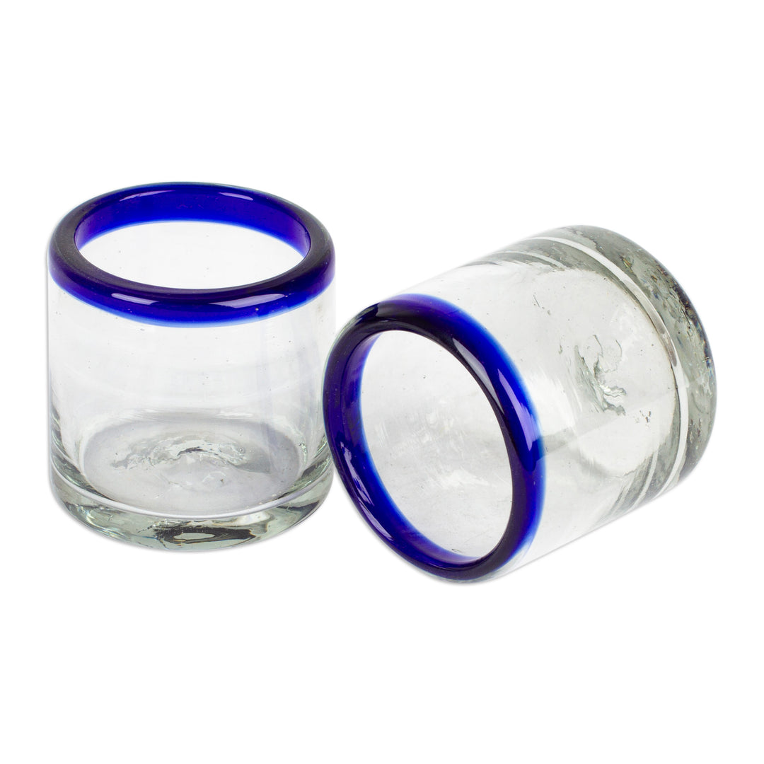Cobalt Blue and Clear Handblown Shot Glasses (Pair) - Cobalt Day