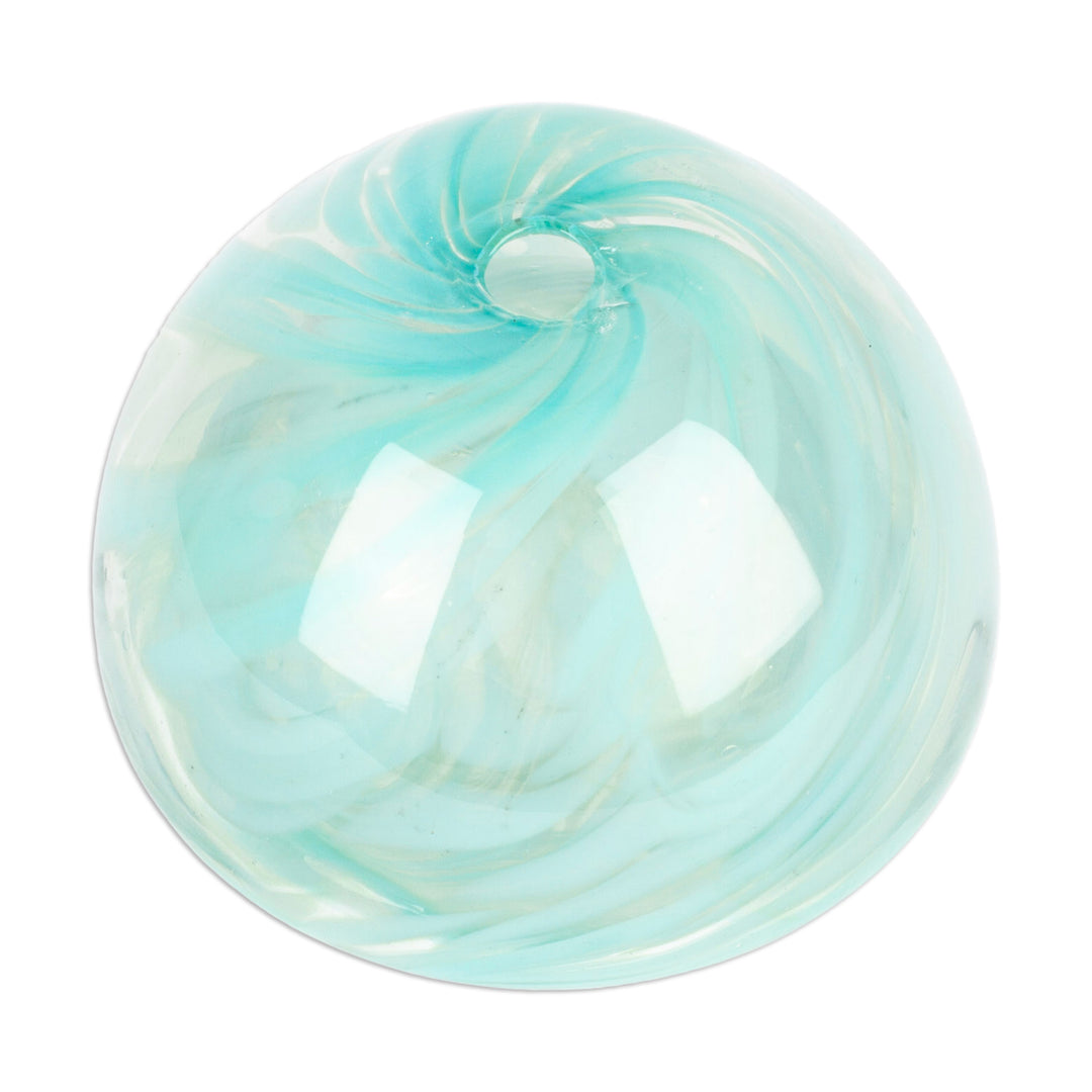 Handblown Patterned Mint Recycled Glass Dessert Bowl - Flavors in Mint