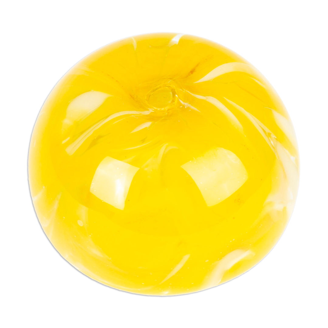 Handblown Patterned Yellow Recycled Glass Dessert Bowl - Flavors in Summer