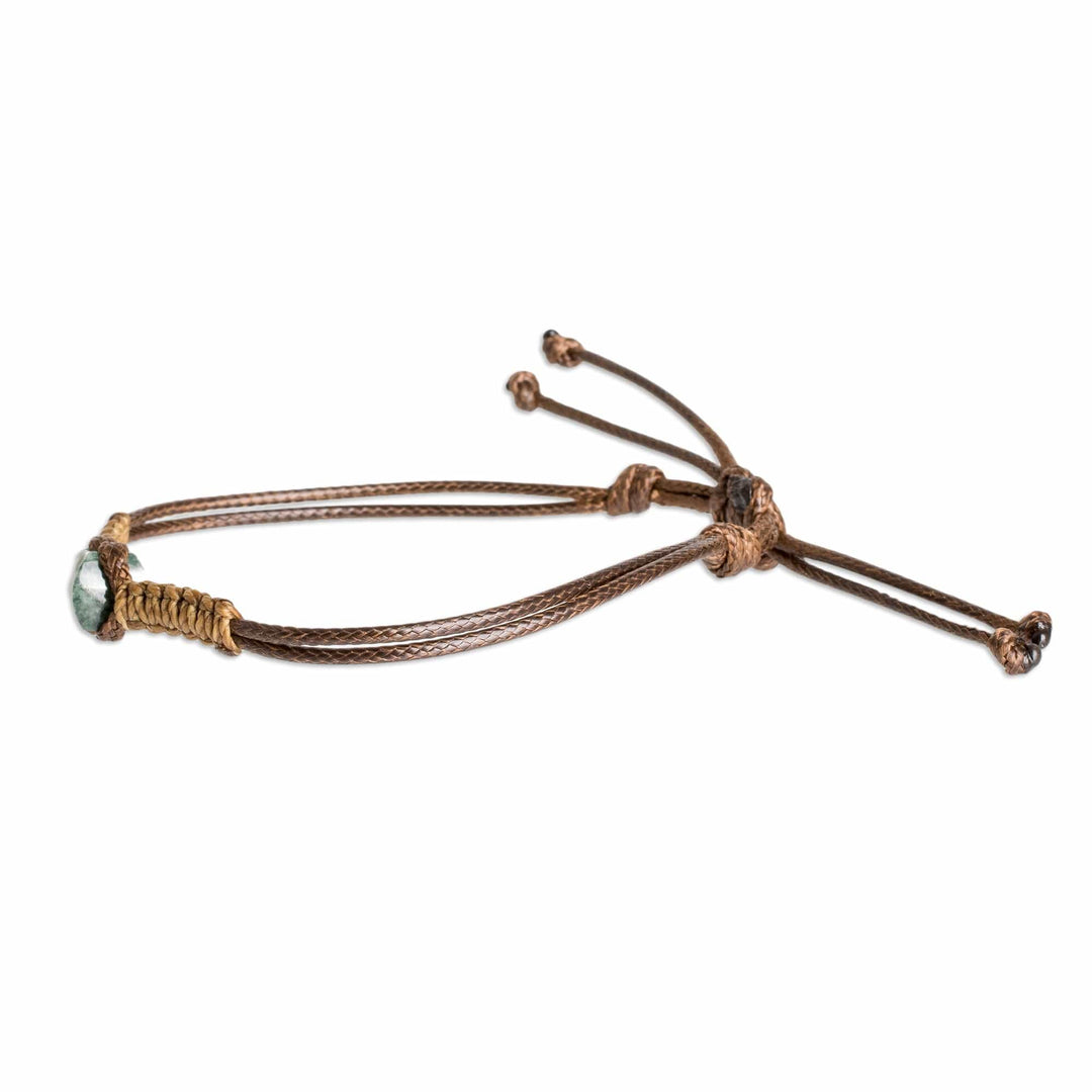 Men's Light Green Jade Pendant Bracelet with Macrame Accent - Wild Jade in Light Green