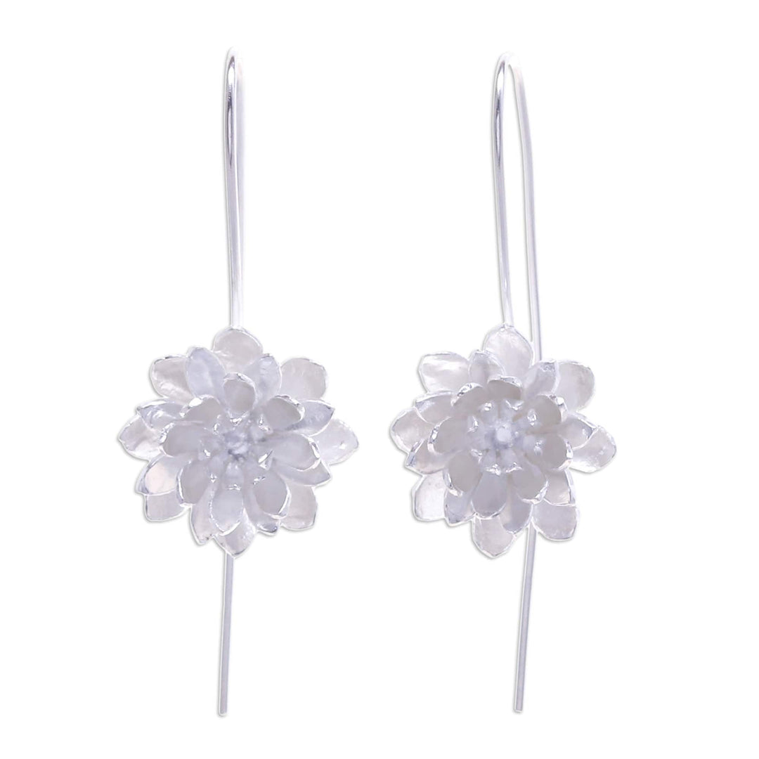 Flower-Shaped Sterling Silver Drop Earrings from Thailand - Chic Blossom