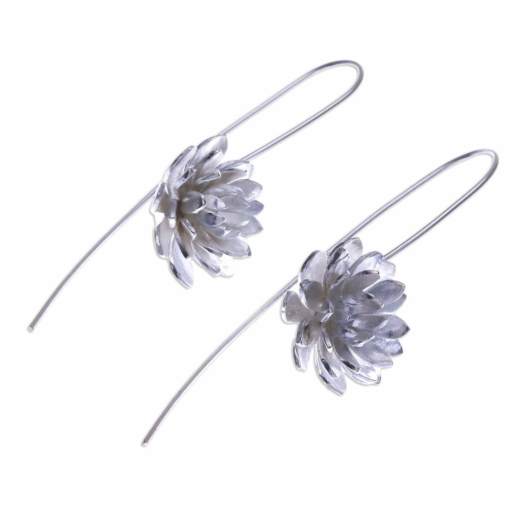 Flower-Shaped Sterling Silver Drop Earrings from Thailand - Chic Blossom