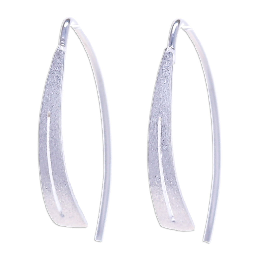 Modern Openwork Brushed Satin Sterling Silver Drop Earrings - Modern Splendor