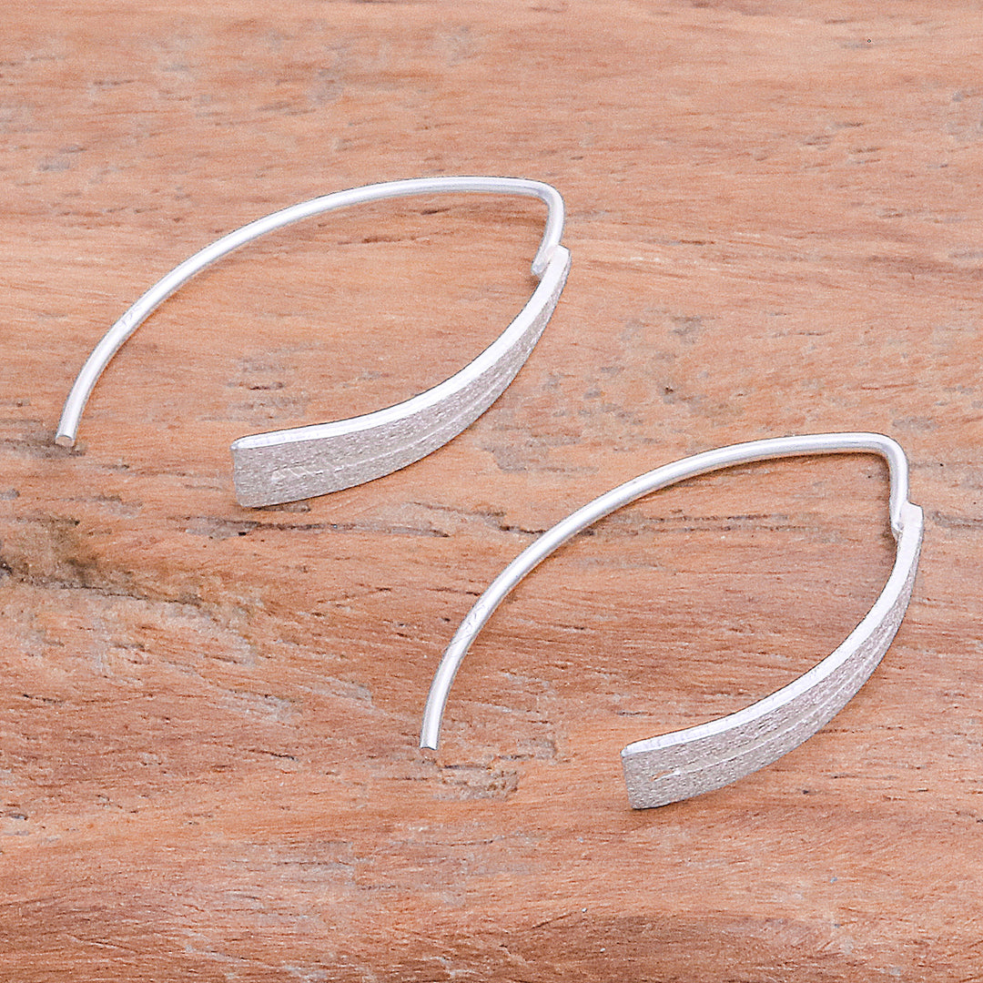 Modern Openwork Brushed Satin Sterling Silver Drop Earrings - Modern Splendor