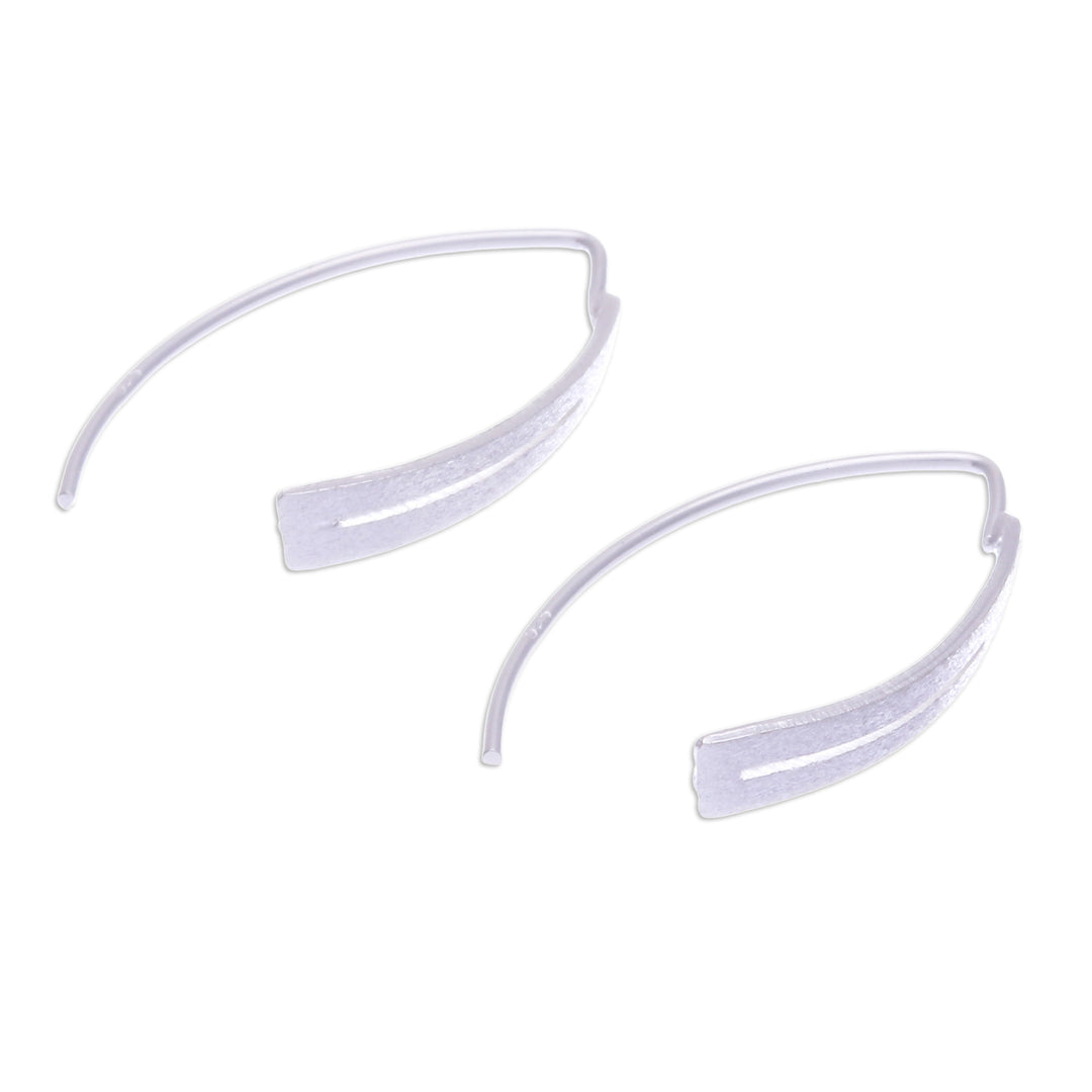 Modern Openwork Brushed Satin Sterling Silver Drop Earrings - Modern Splendor