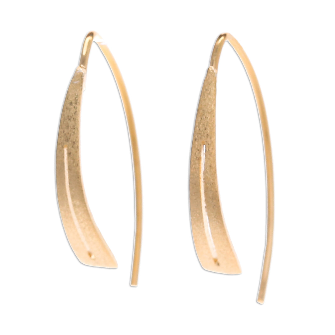 Modern Openwork Brushed Satin 18k Gold-Plated Drop Earrings - Bright Modern Splendor