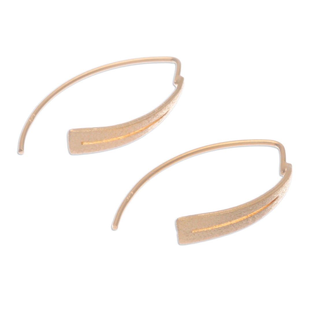 Modern Openwork Brushed Satin 18k Gold-Plated Drop Earrings - Bright Modern Splendor