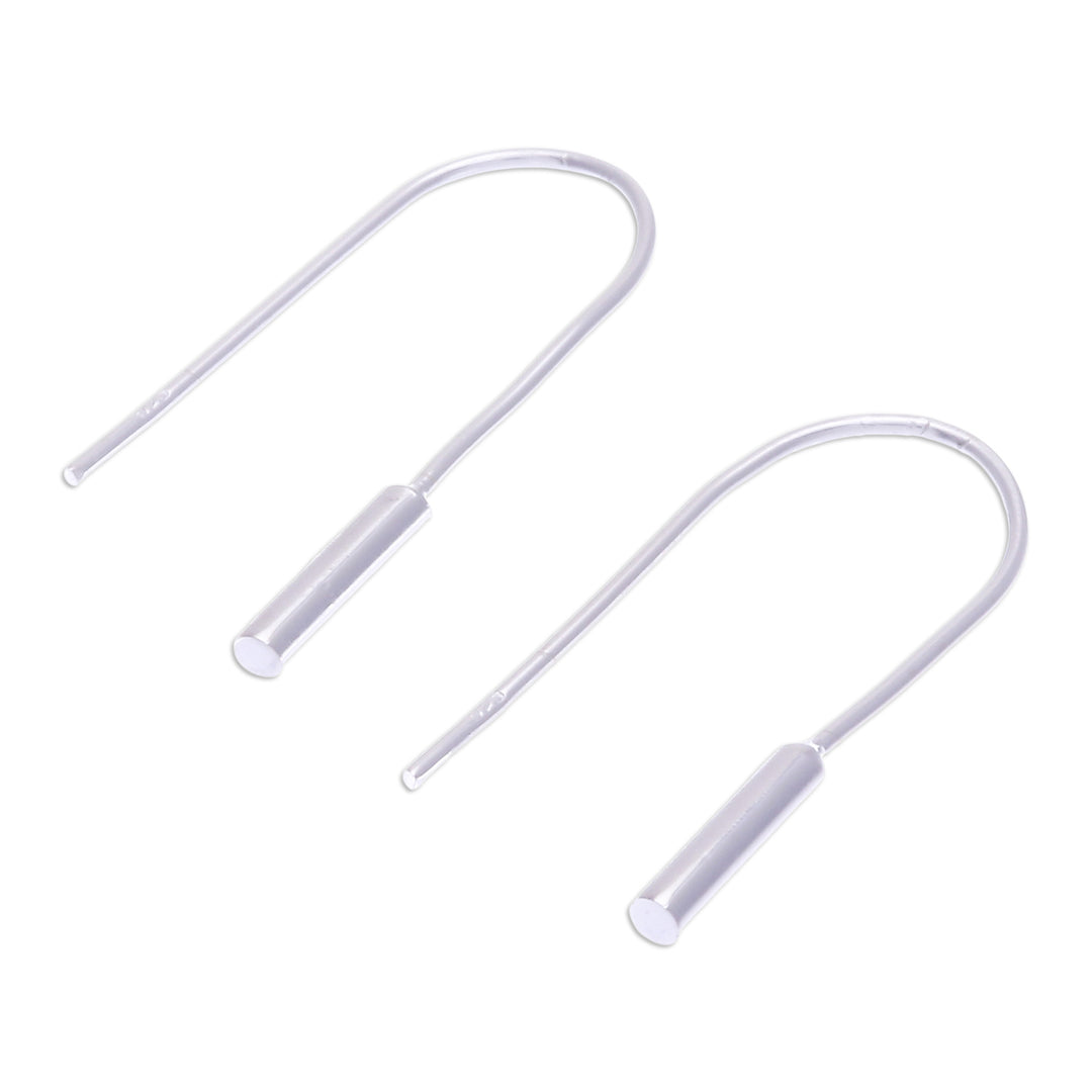 Modern Polished Cylindrical Sterling Silver Drop Earrings - Shiny Cattails